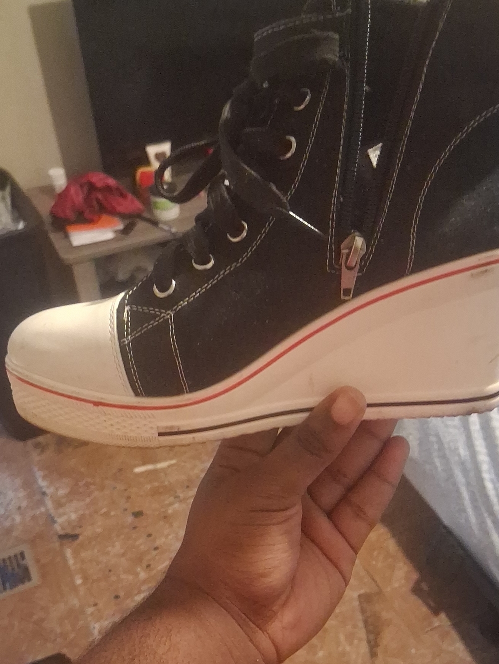 Converse Black and White High-Top Wedge Sneaker